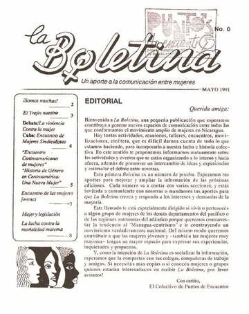 Portada de La Boletina N.º 0 · 1991